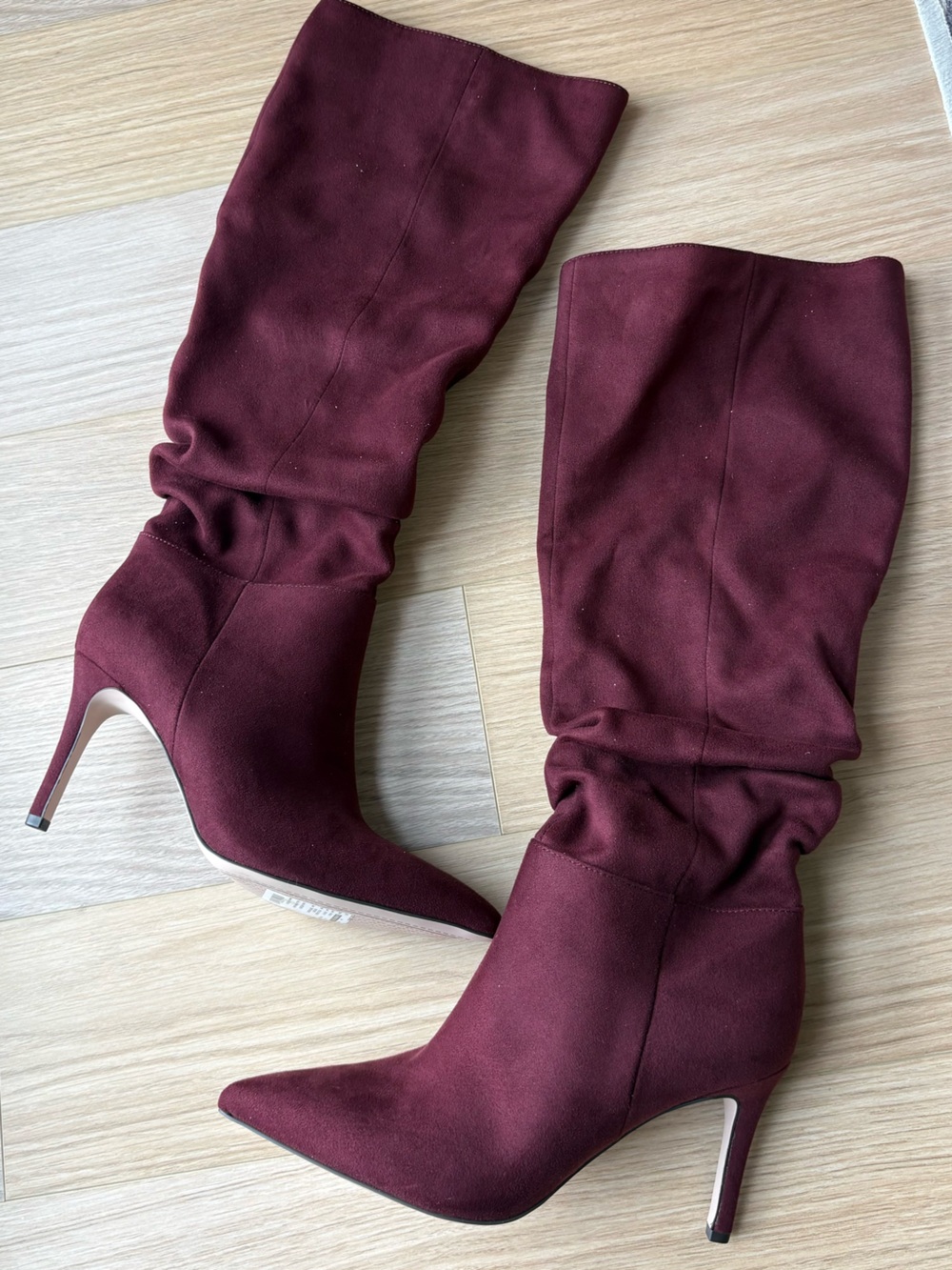 Burgundy Slouch Stiletto Knee-High Boots